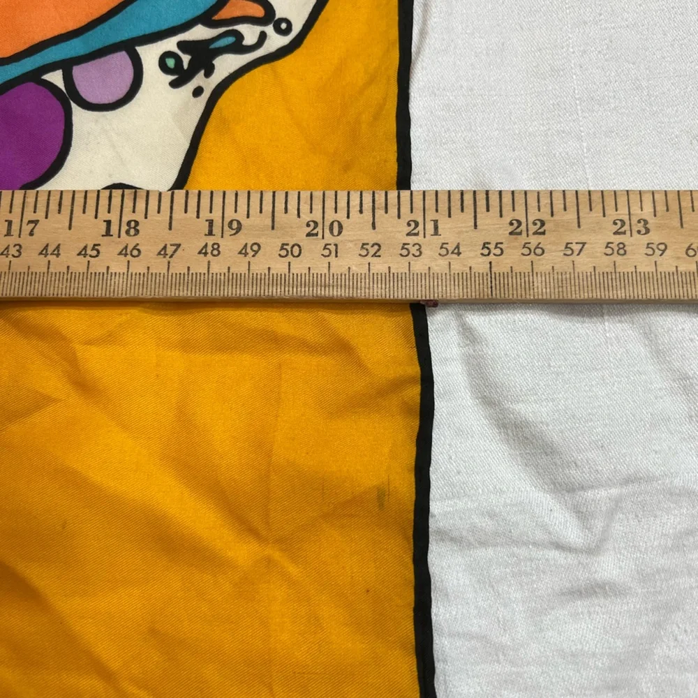 Peter Max Scarf Vintage 1970s Butterfly Psychedelic Vivid Color Gold Silk? - Picture 6 of 15
